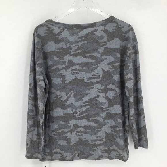 Chaser gray soft sweatshirt camo shirt top fleece blue women new Medium M - Picture 3 of 4